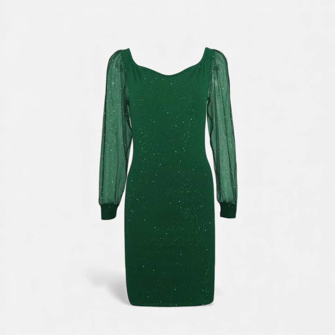 Valantomode | Women’s V-Neck Sequin Mesh Bodycon Dress – High-Octane Evening Glamour