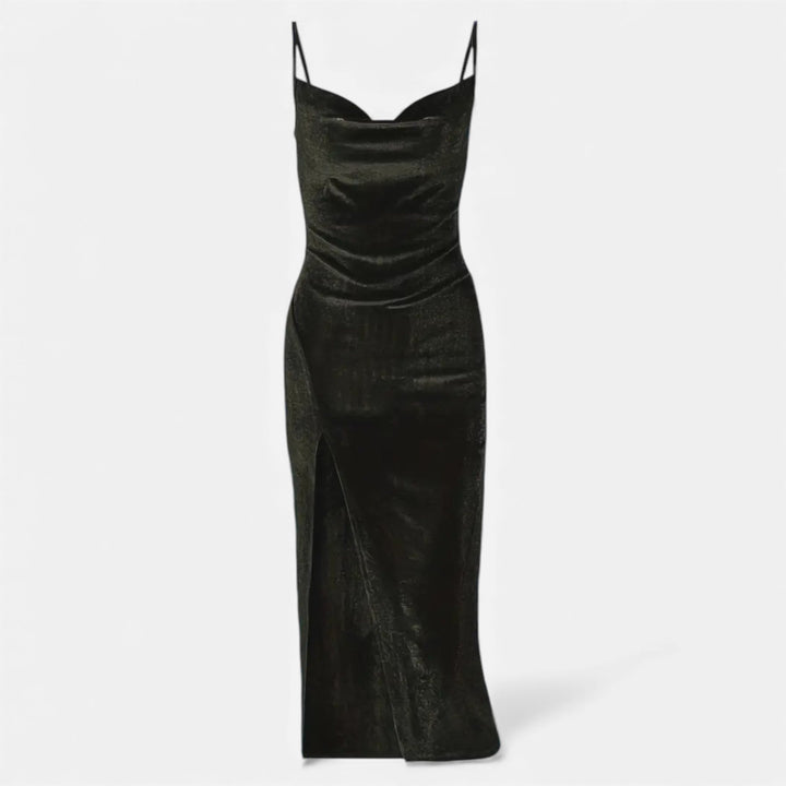 Valantomode | Women’s Evening Dress with Ruched Detail and Spaghetti Straps