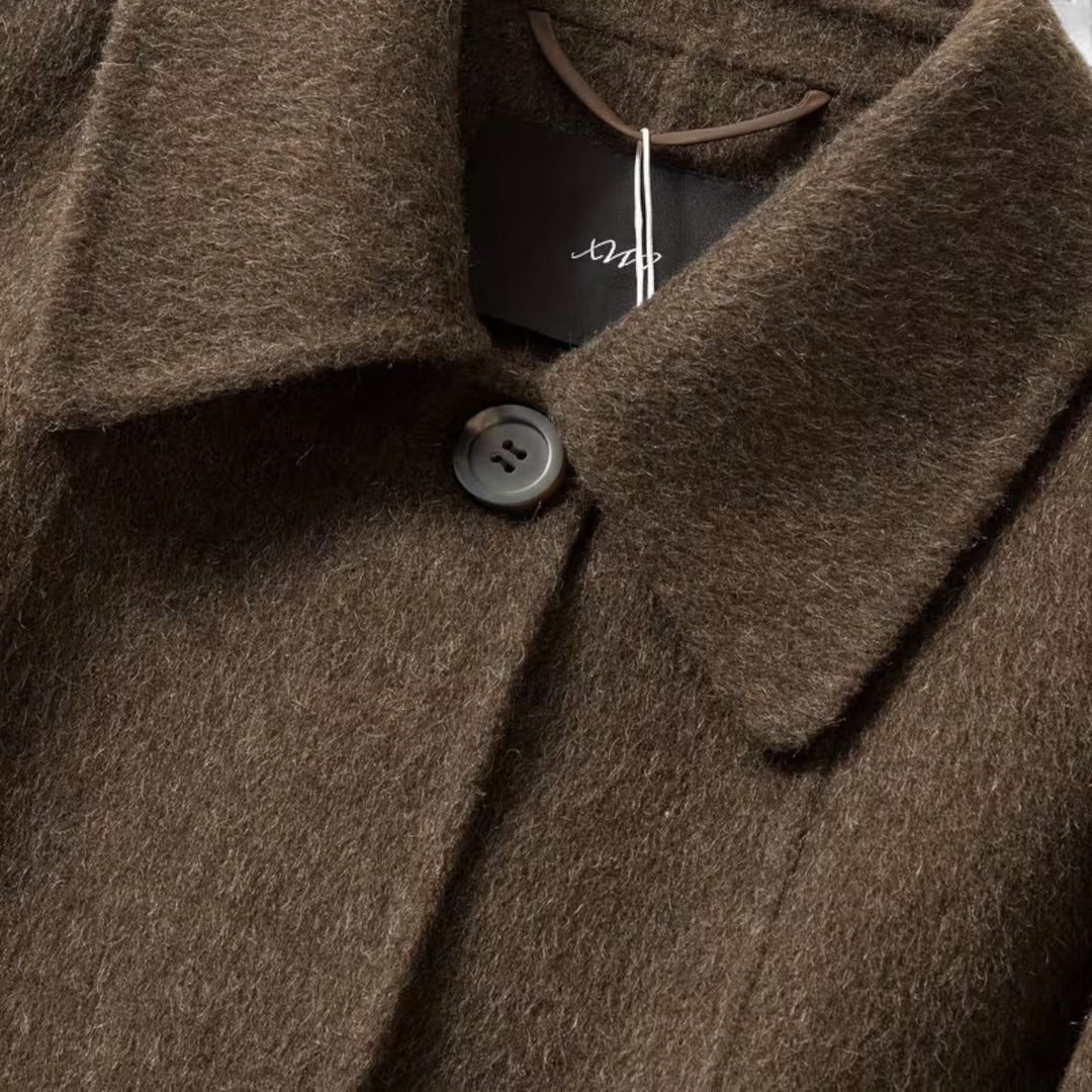 Valantomode | Women’s Structured Long Wool Coat - Elegant Tailored Winter Jacket