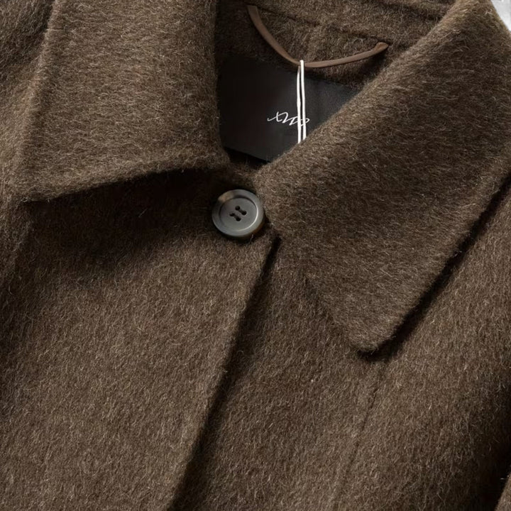 Valantomode | Women’s Structured Long Wool Coat - Elegant Tailored Winter Jacket