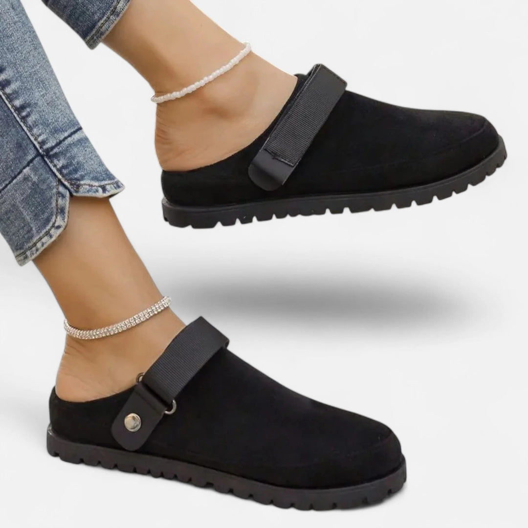Valantomode | Women’s Leather Slippers – Thick Sole Comfort & Modern Sophistication