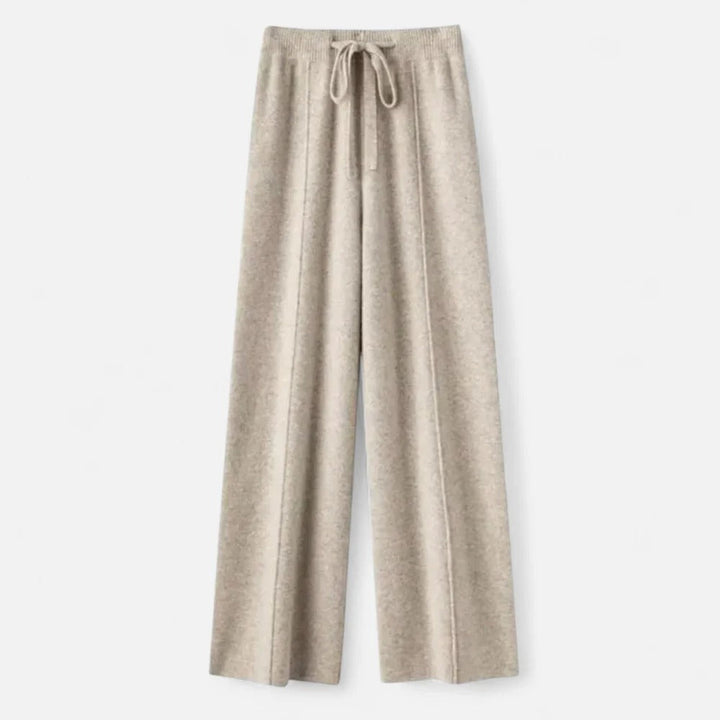 Valantomode | Women’s Wool Wide-Leg Knit Trousers – Premium High-Waisted Lounge Pants