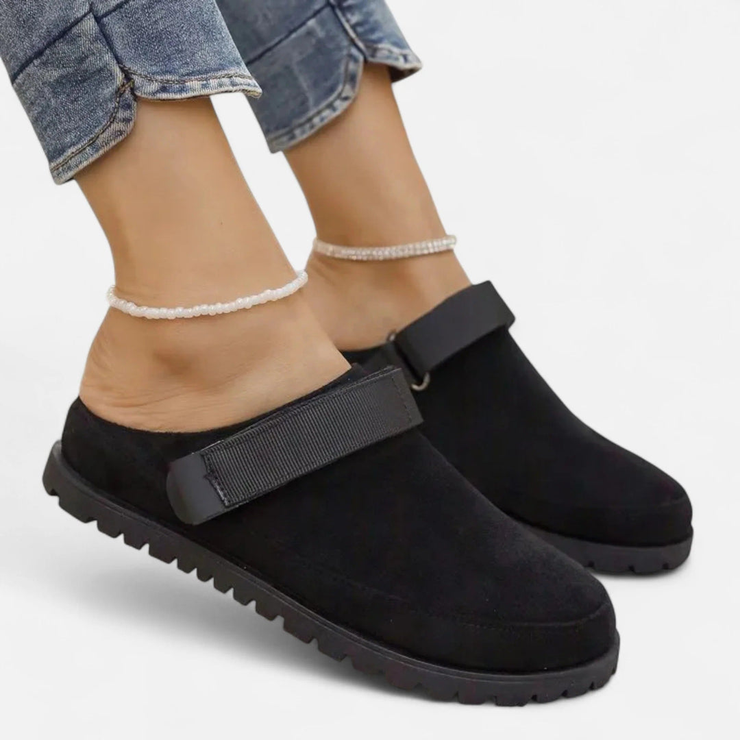 Valantomode | Women’s Leather Slippers – Thick Sole Comfort & Modern Sophistication