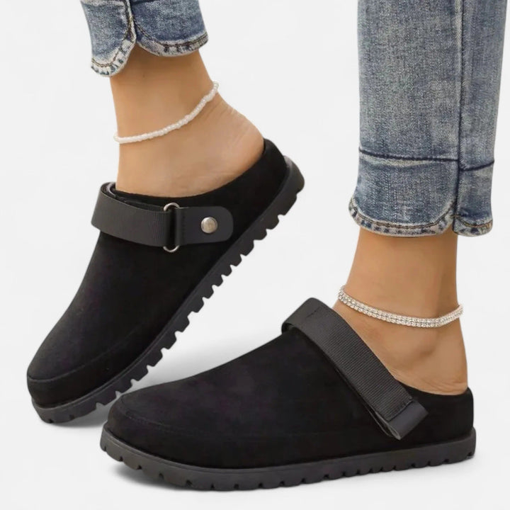 Valantomode | Women’s Leather Slippers – Thick Sole Comfort & Modern Sophistication