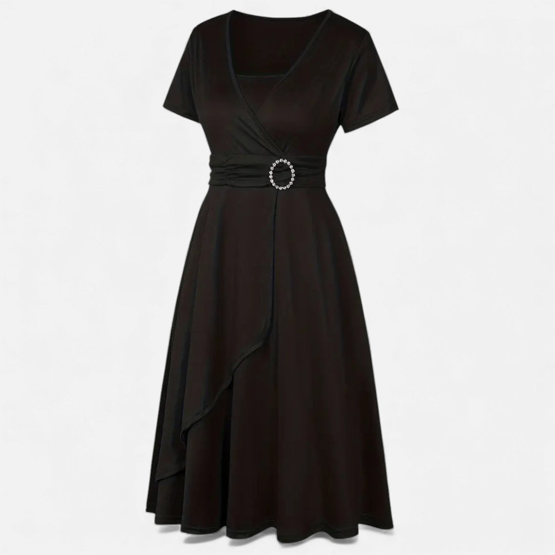 Valantomode | Women’s V-Neck Evening Dress with short sleeves
