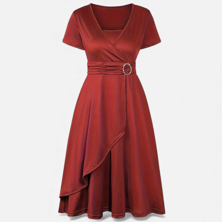Valantomode | Women’s V-Neck Evening Dress with short sleeves