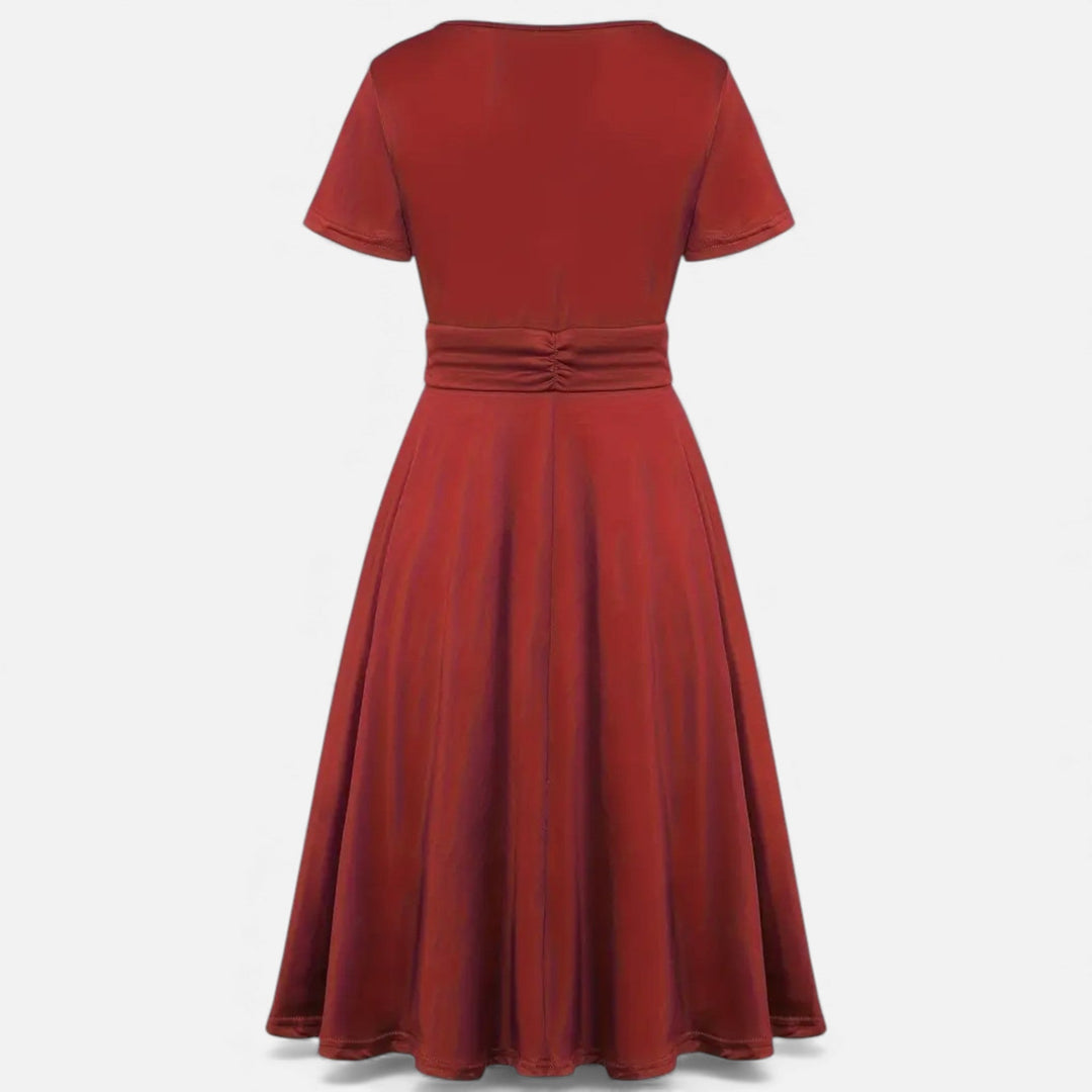 Valantomode | Women’s V-Neck Evening Dress with short sleeves