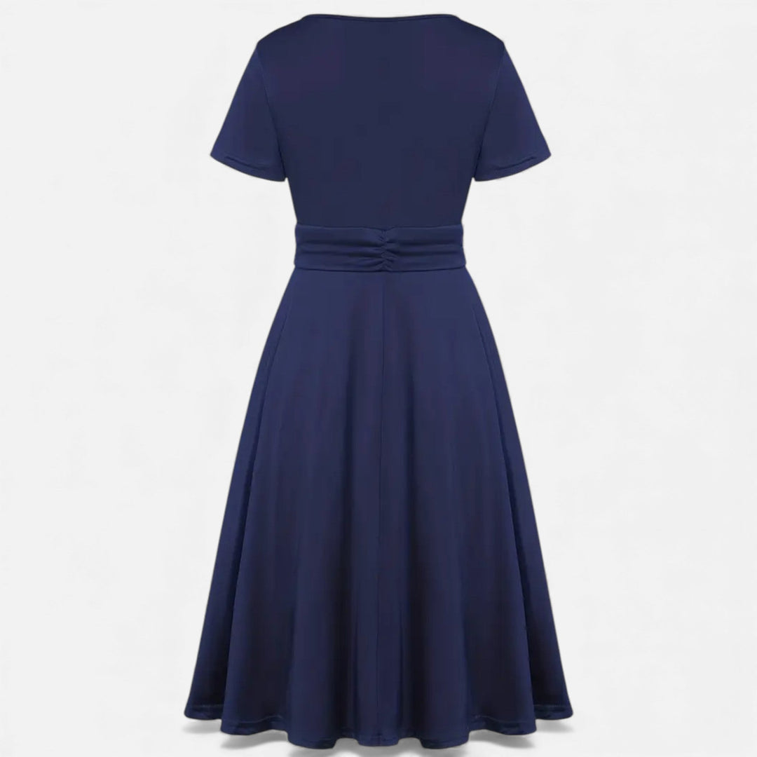 Valantomode | Women’s V-Neck Evening Dress with short sleeves