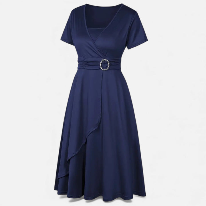 Valantomode | Women’s V-Neck Evening Dress with short sleeves