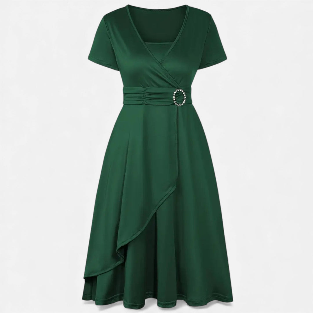Valantomode | Women’s V-Neck Evening Dress with short sleeves