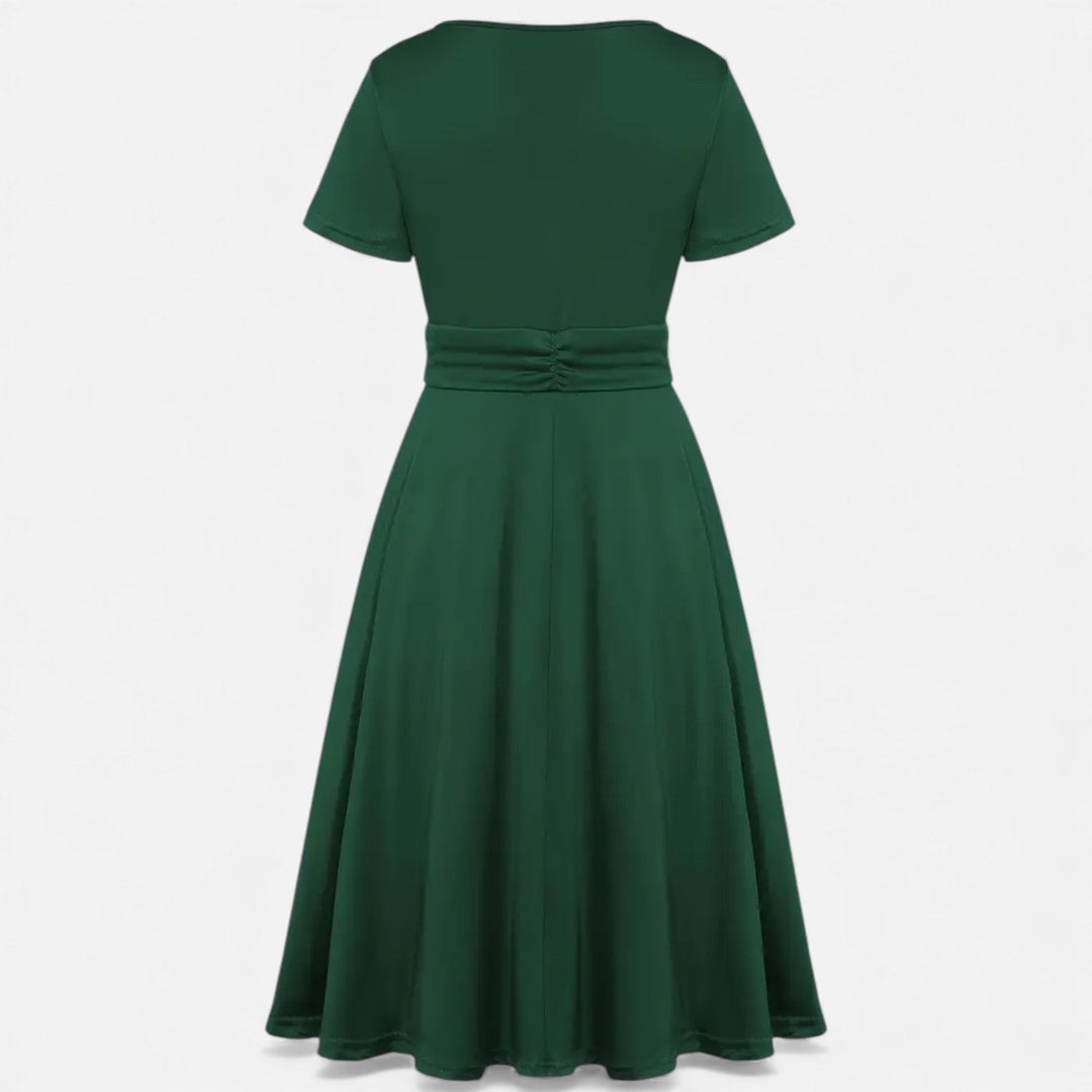 Valantomode | Women’s V-Neck Evening Dress with short sleeves