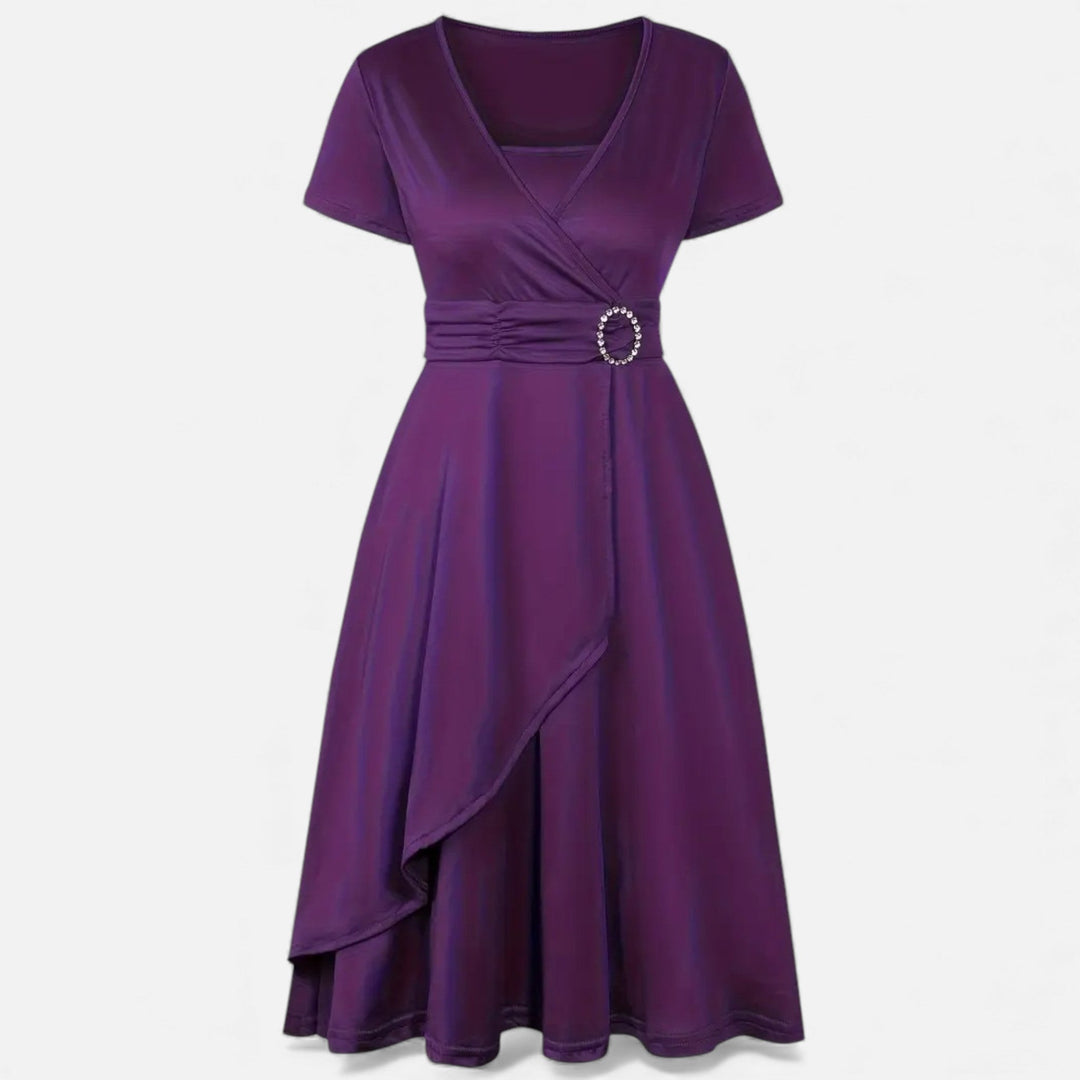 Valantomode | Women’s V-Neck Evening Dress with short sleeves