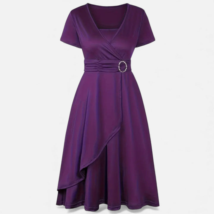 Valantomode | Women’s V-Neck Evening Dress with short sleeves