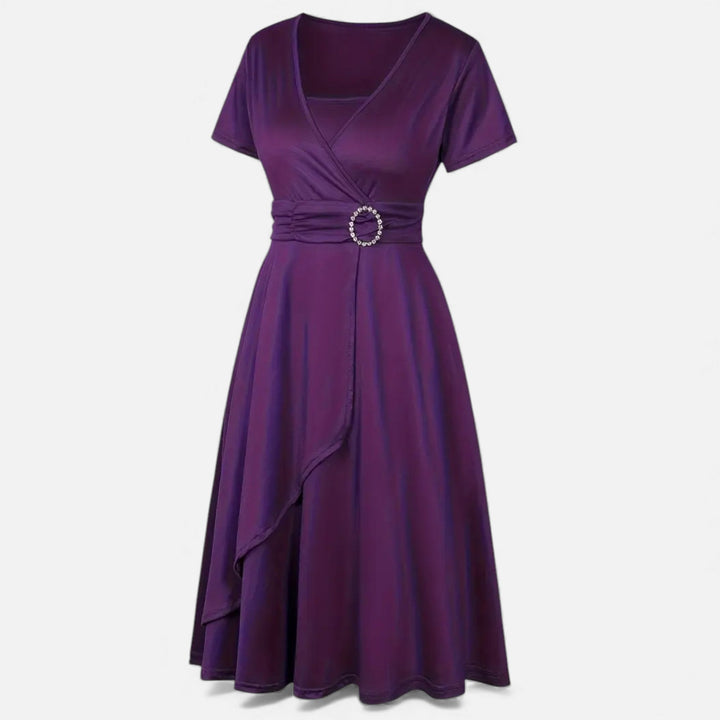 Valantomode | Women’s V-Neck Evening Dress with short sleeves