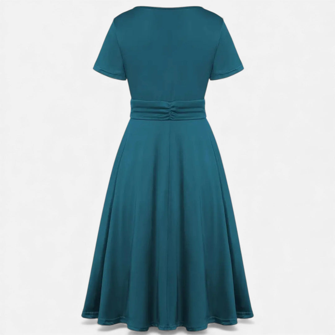 Valantomode | Women’s V-Neck Evening Dress with short sleeves