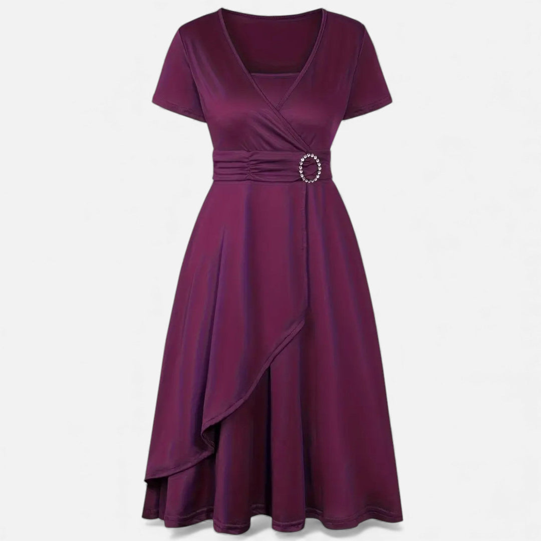 Valantomode | Women’s V-Neck Evening Dress with short sleeves