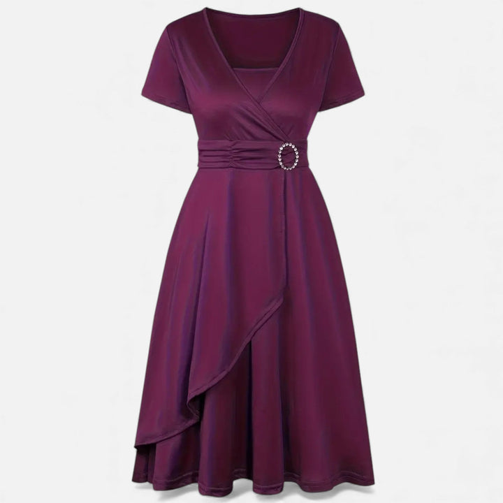 Valantomode | Women’s V-Neck Evening Dress with short sleeves