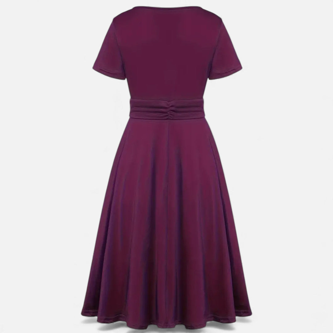 Valantomode | Women’s V-Neck Evening Dress with short sleeves