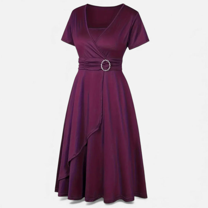 Valantomode | Women’s V-Neck Evening Dress with short sleeves