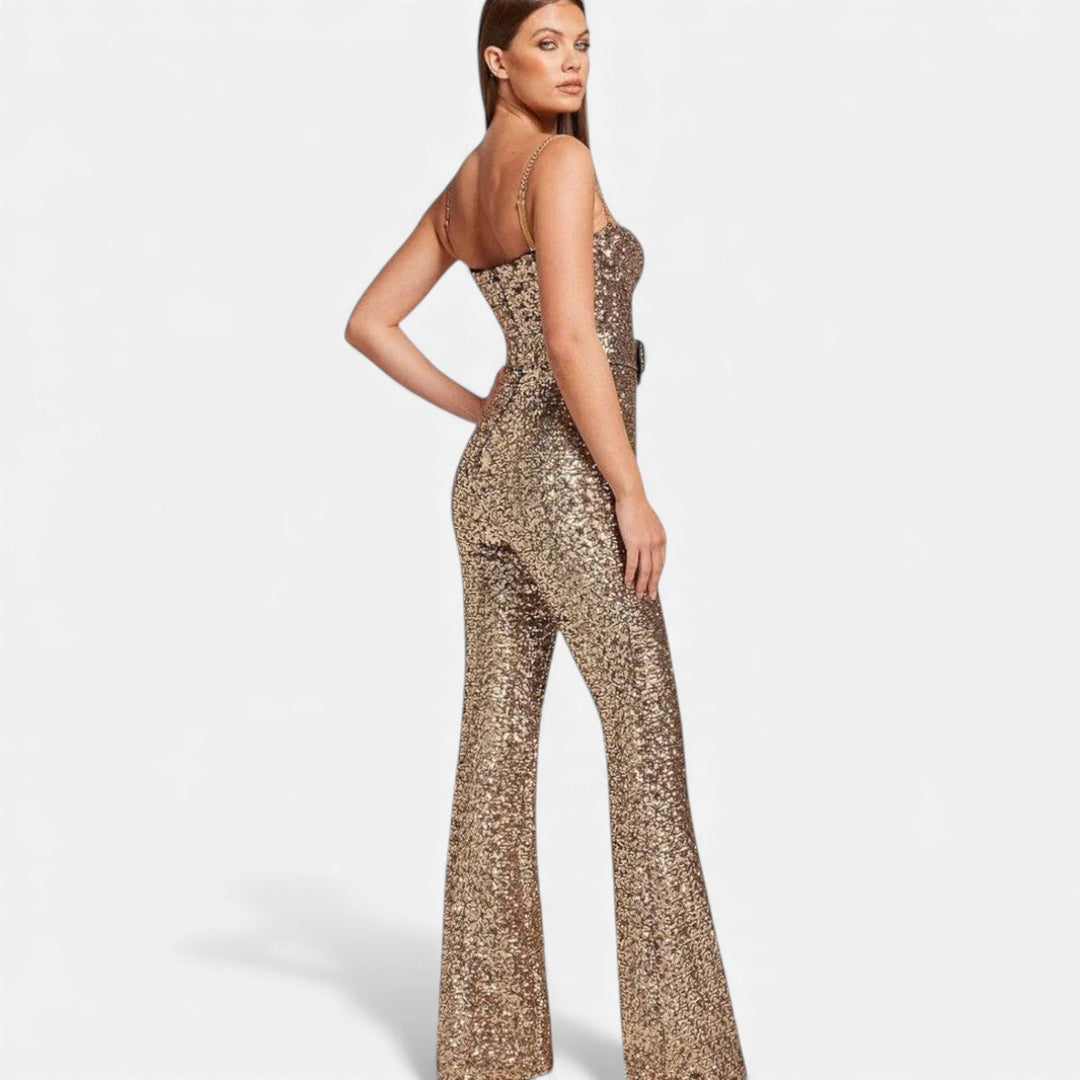 Valantomode | Women’s Refined Sequin Evening Jumpsuit