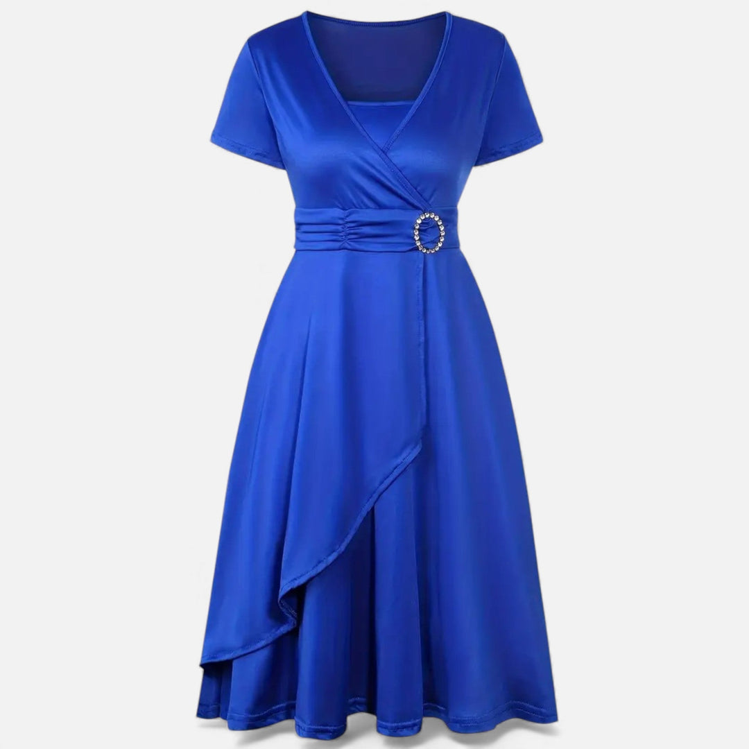 Valantomode | Women’s V-Neck Evening Dress with short sleeves