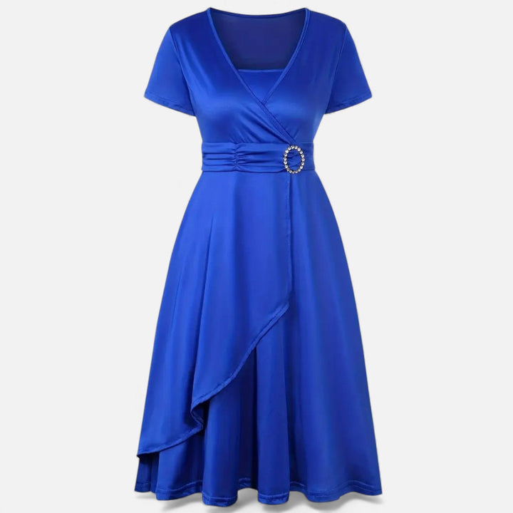 Valantomode | Women’s V-Neck Evening Dress with short sleeves