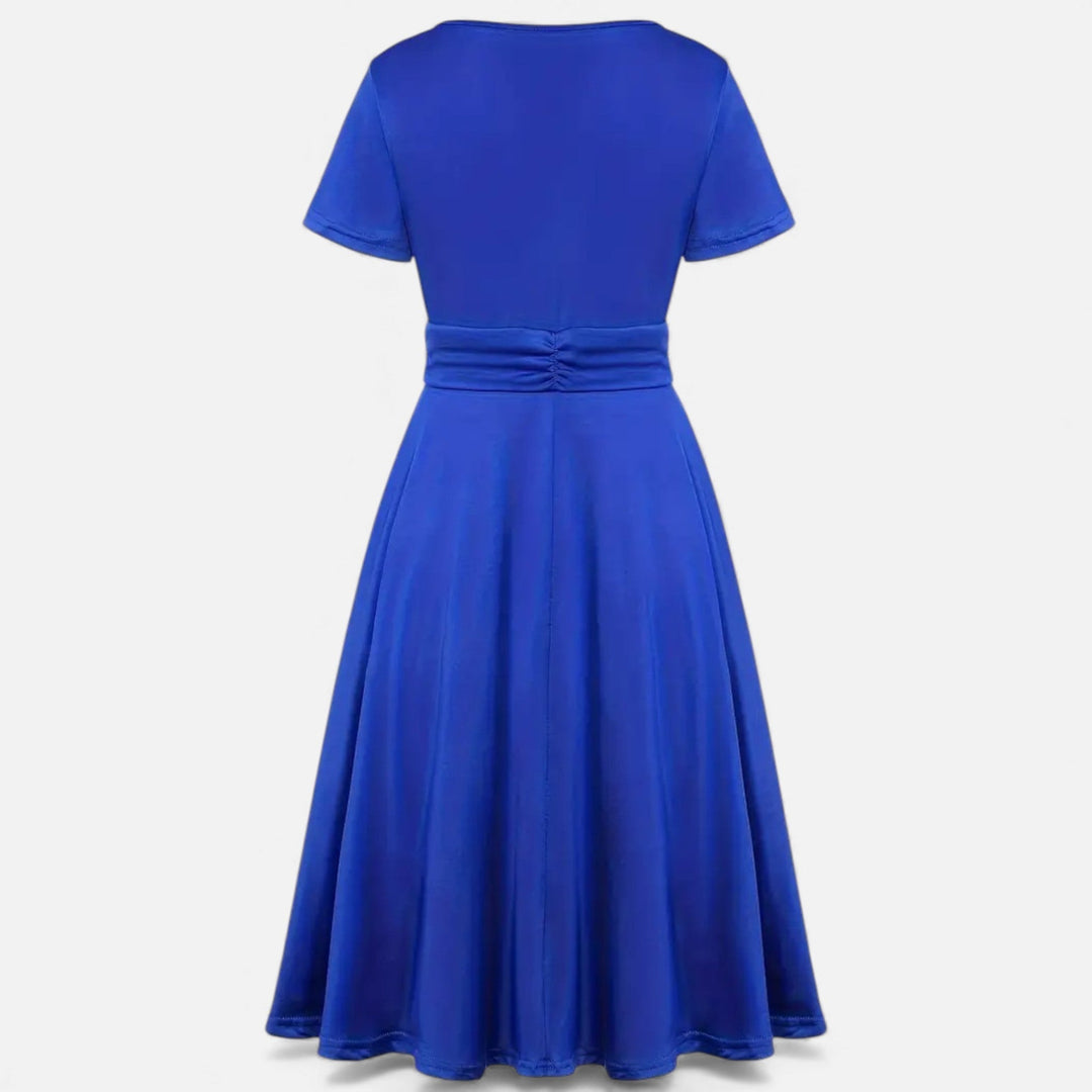 Valantomode | Women’s V-Neck Evening Dress with short sleeves