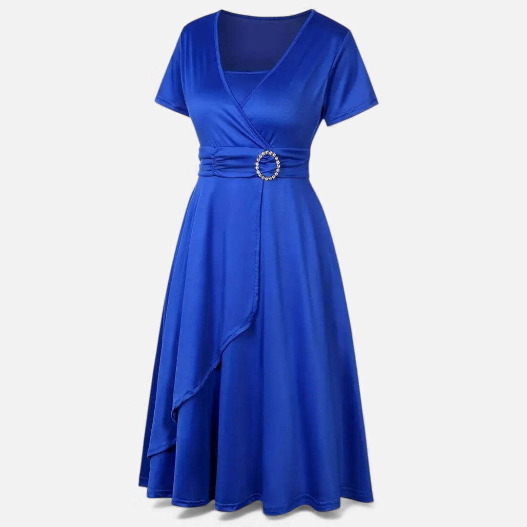 Valantomode | Women’s V-Neck Evening Dress with short sleeves