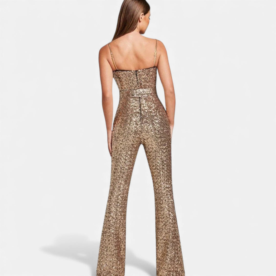 Valantomode | Women’s Refined Sequin Evening Jumpsuit