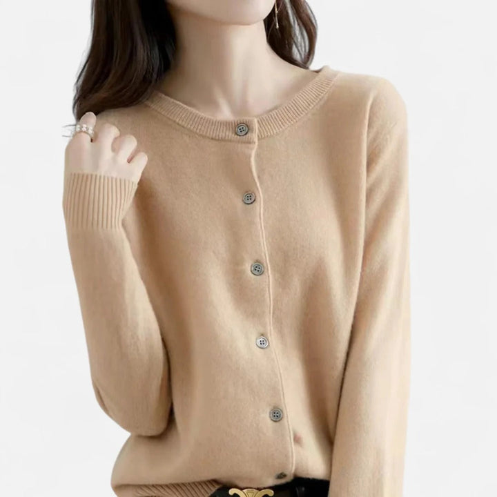 Valantomode | Women’s Knit Cardigan with Round Neck – Timeless Layering Essential