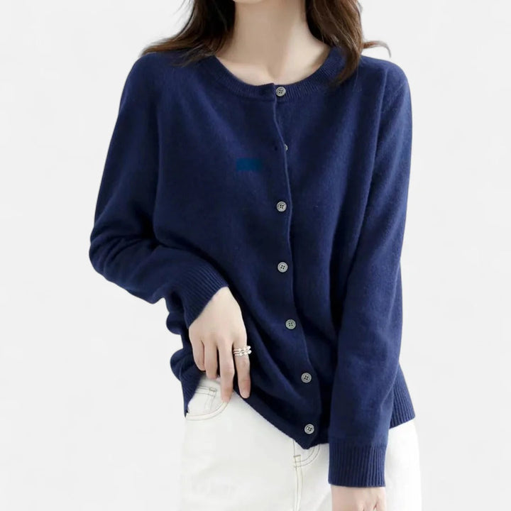 Valantomode | Women’s Knit Cardigan with Round Neck – Timeless Layering Essential