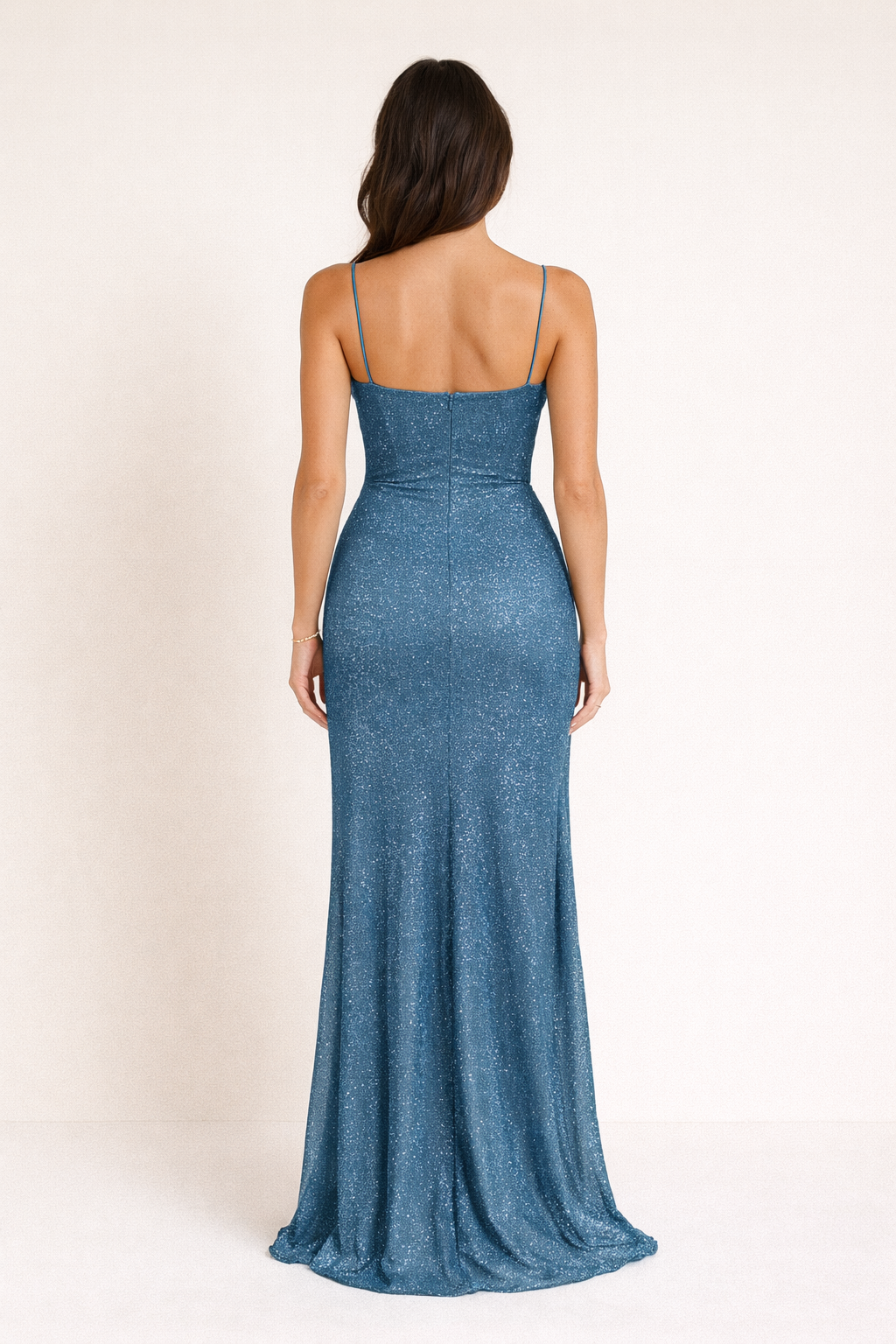 Valantomode | Glamorous High Slit Maxi Dress in Sparkling Fabric