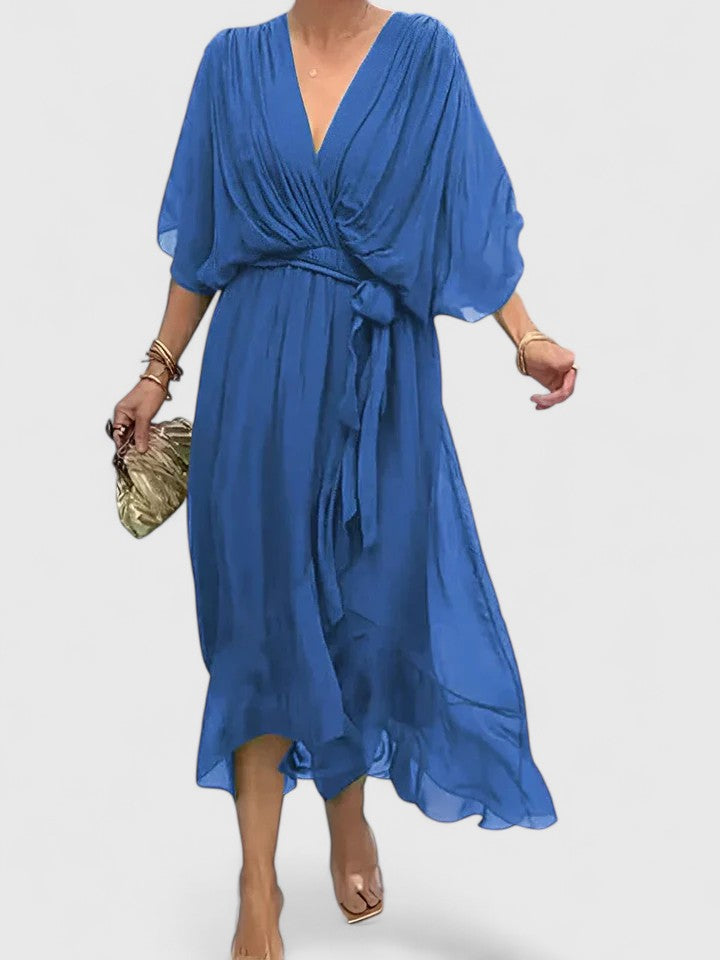 Valantomode | Chic V Neck Dress for Effortless Day to Night Style