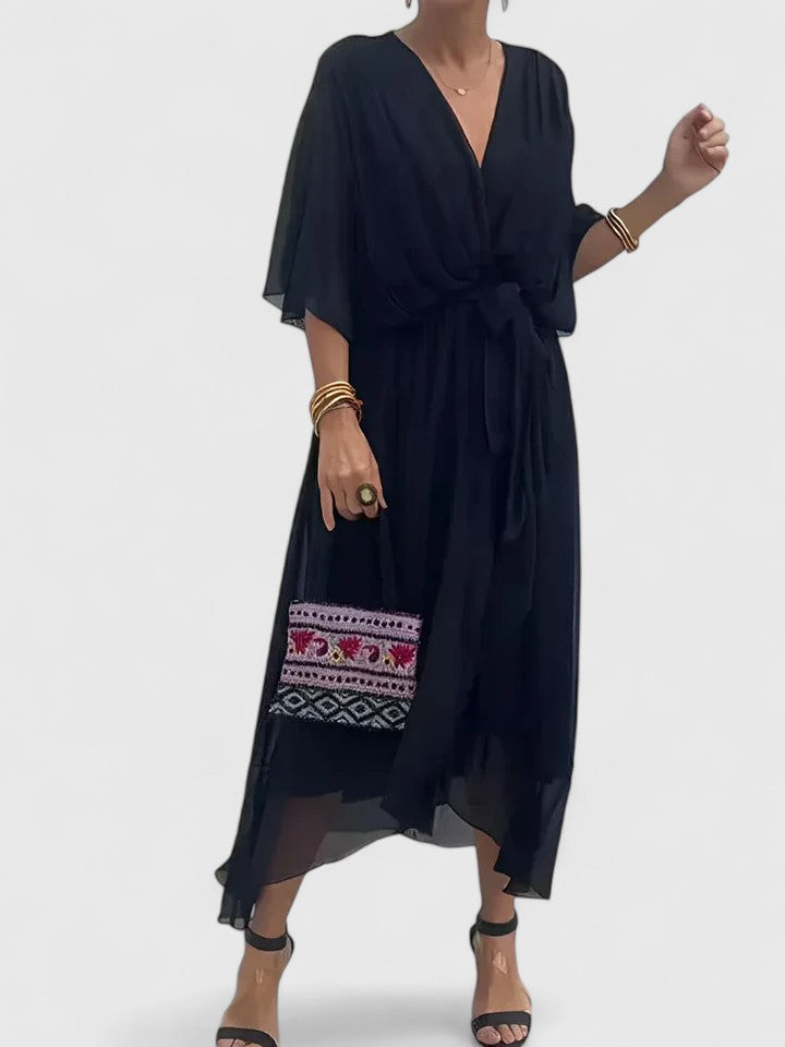 Valantomode | Chic V Neck Dress for Effortless Day to Night Style