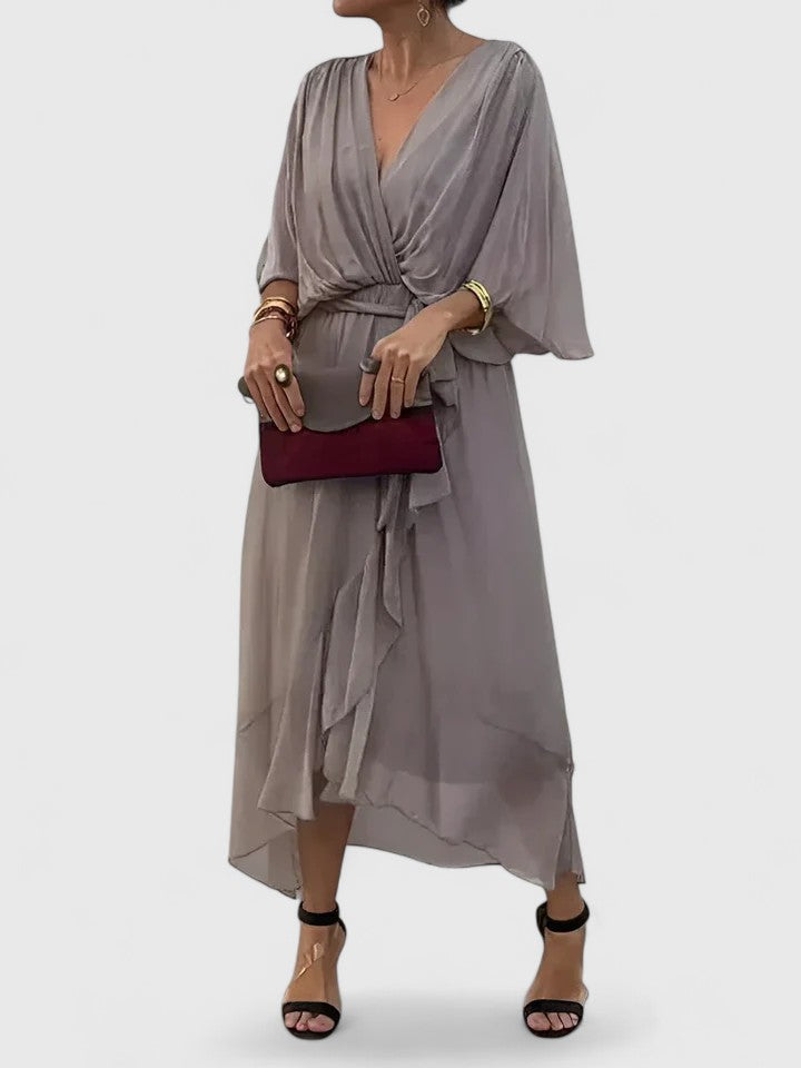 Valantomode | Chic V Neck Dress for Effortless Day to Night Style