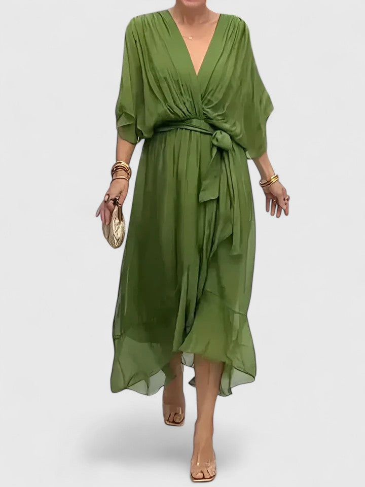 Valantomode | Chic V Neck Dress for Effortless Day to Night Style