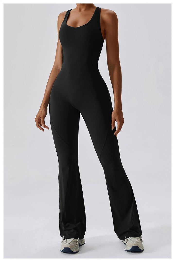 Valantomode | Women's Backless Flared Jumpsuit with Tummy Control