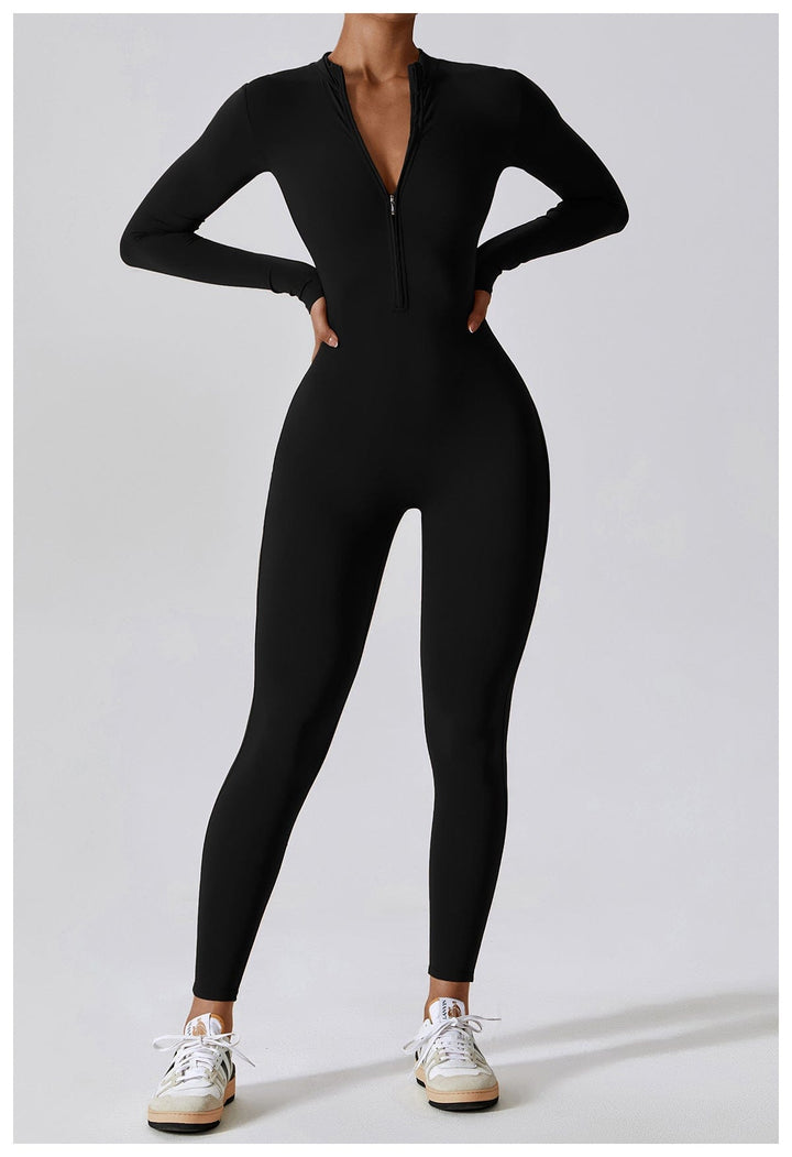 Valantomode | Full Shaping One-Piece Sports Jumpsuit with Front Zipper