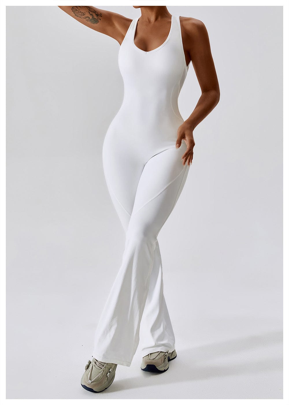 Valantomode | Women's Backless Flared Jumpsuit with Tummy Control