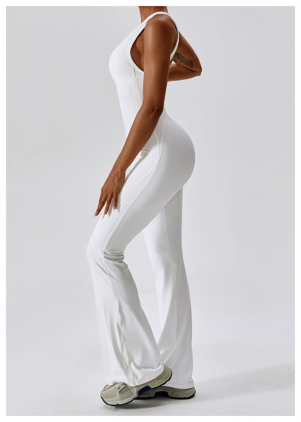 Valantomode | Women's Backless Flared Jumpsuit with Tummy Control