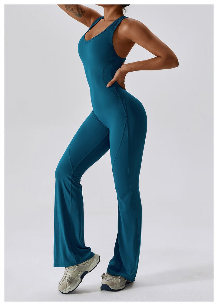 Valantomode | Women's Backless Flared Jumpsuit with Tummy Control