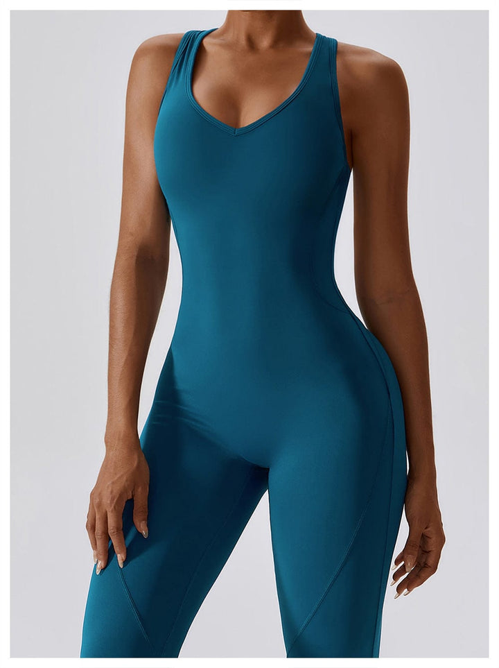 Valantomode | Women's Backless Flared Jumpsuit with Tummy Control