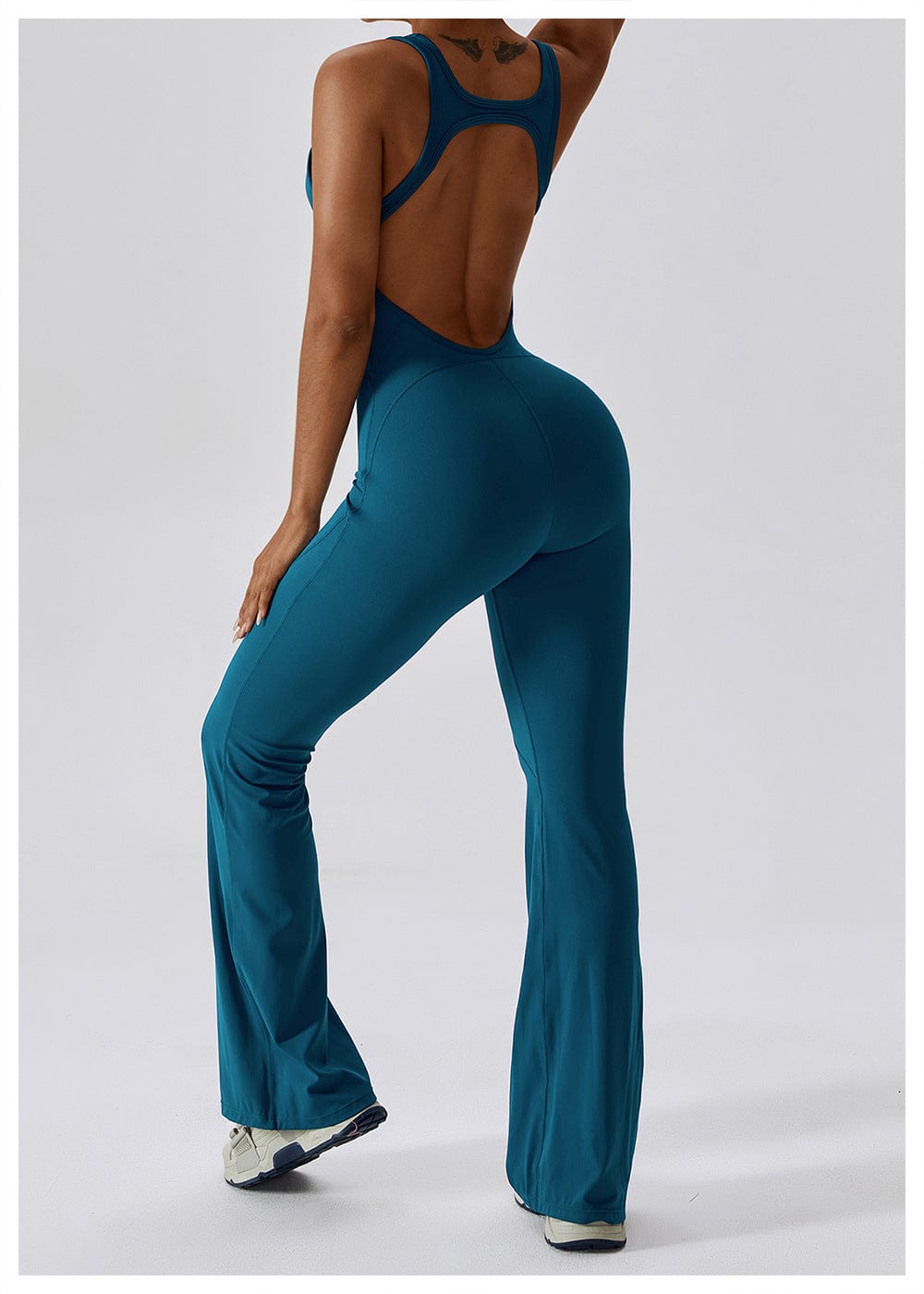 Valantomode | Women's Backless Flared Jumpsuit with Tummy Control