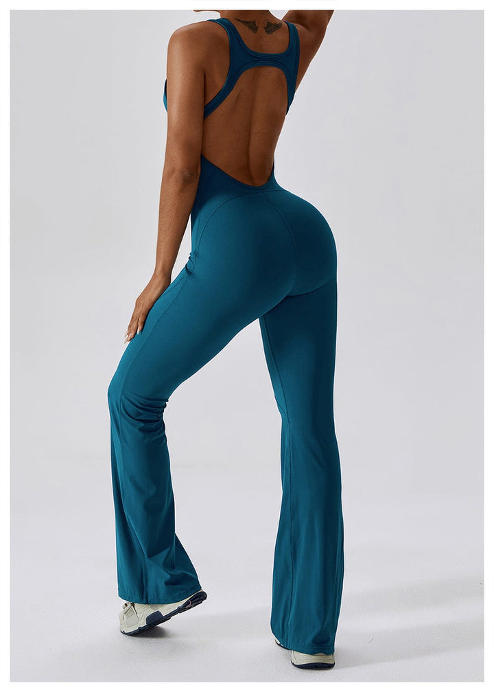 Valantomode | Women's Backless Flared Jumpsuit with Tummy Control