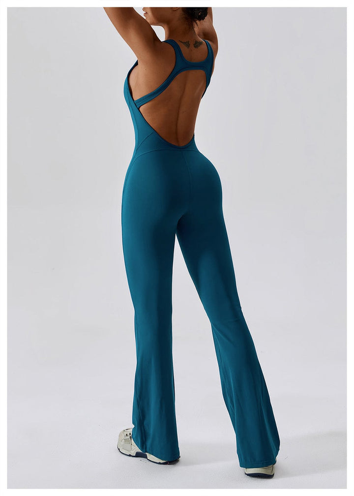 Valantomode | Women's Backless Flared Jumpsuit with Tummy Control