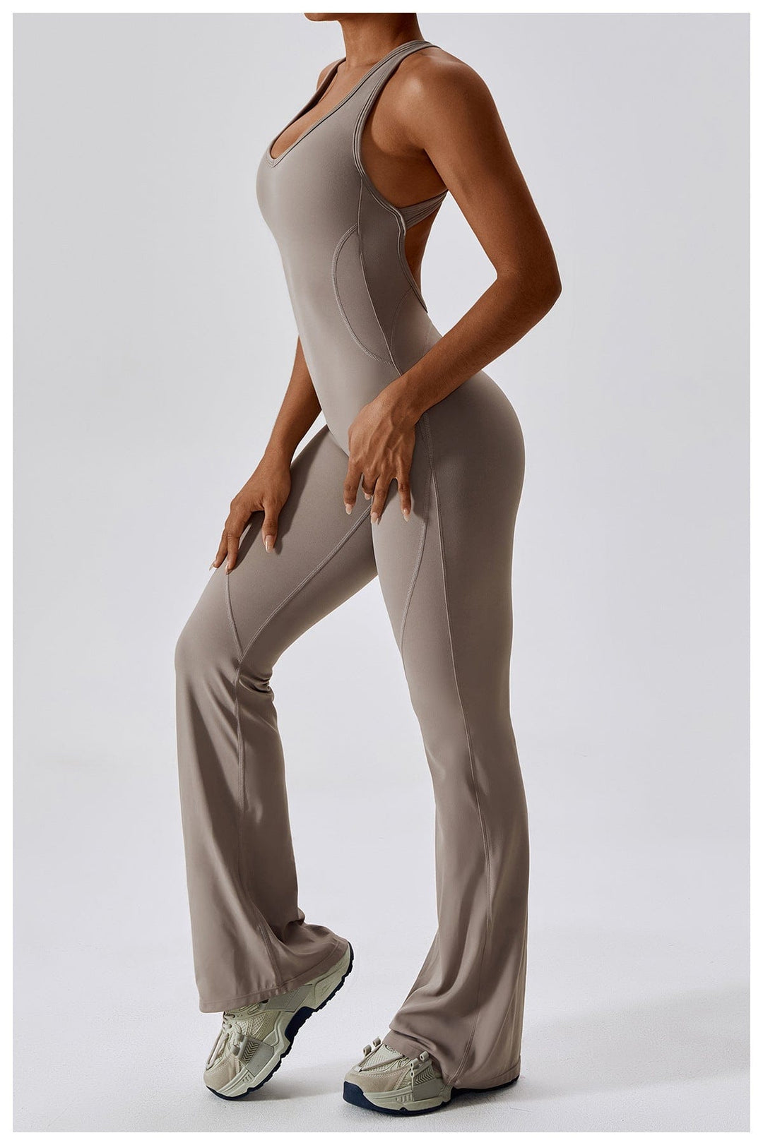 Valantomode | Women's Backless Flared Jumpsuit with Tummy Control