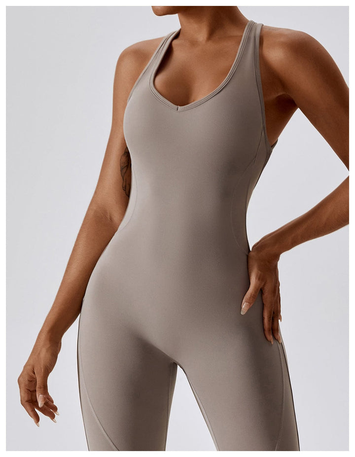 Valantomode | Women's Backless Flared Jumpsuit with Tummy Control