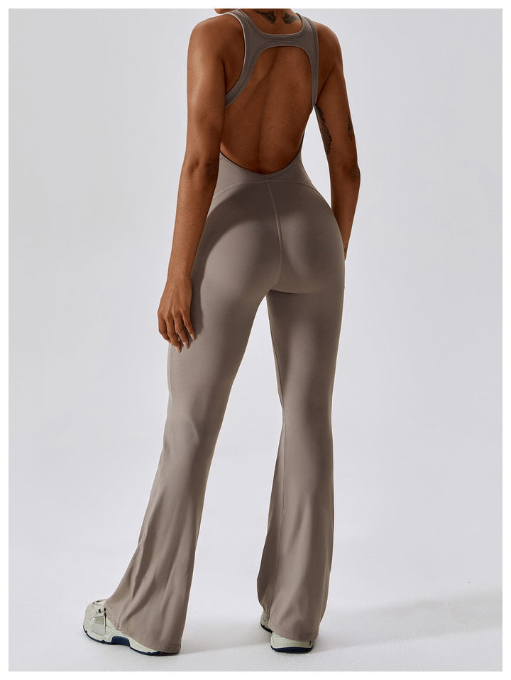 Valantomode | Women's Backless Flared Jumpsuit with Tummy Control