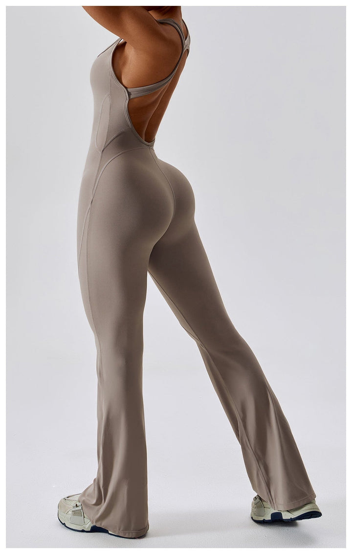 Valantomode | Women's Backless Flared Jumpsuit with Tummy Control