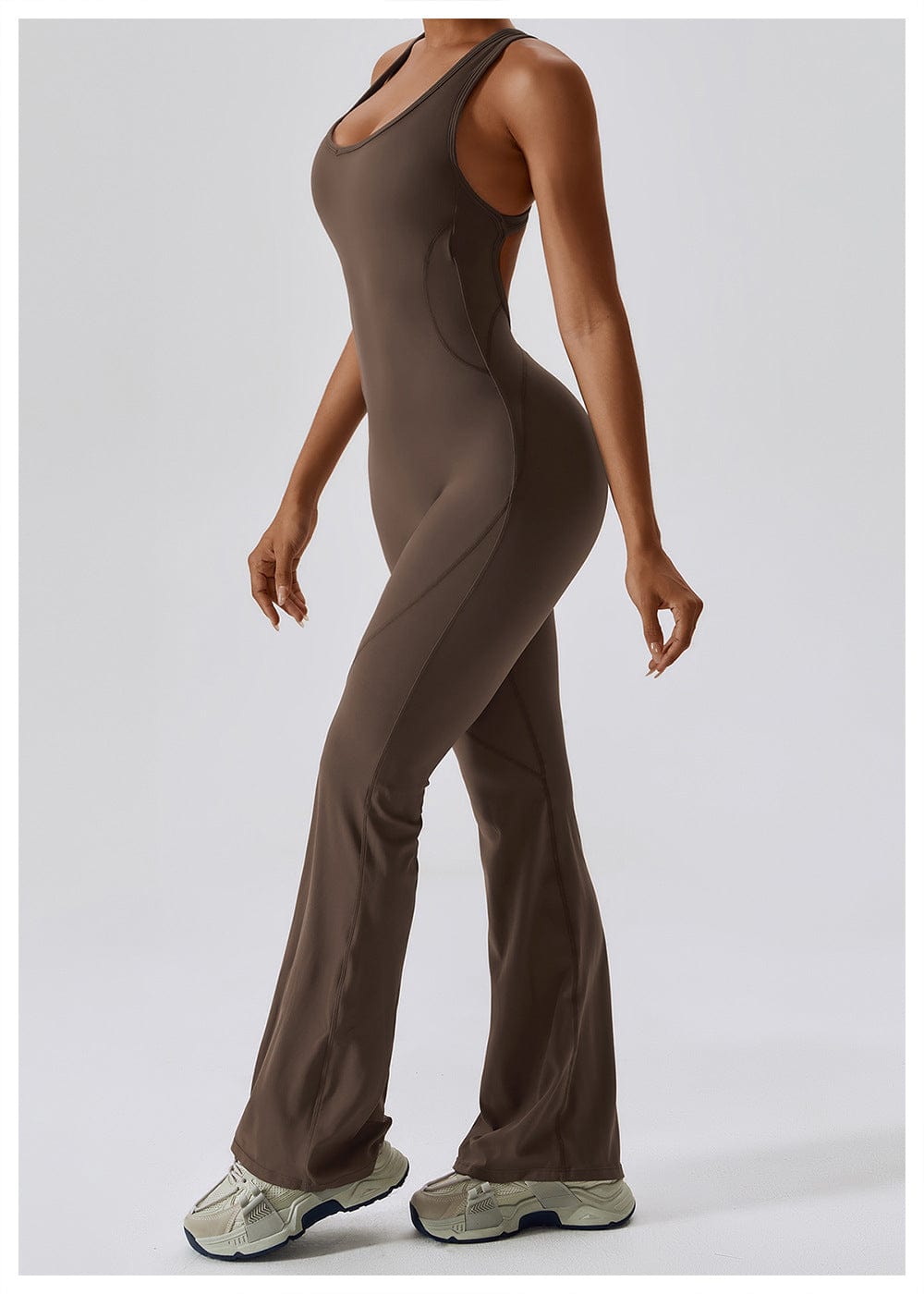 Valantomode | Women's Backless Flared Jumpsuit with Tummy Control